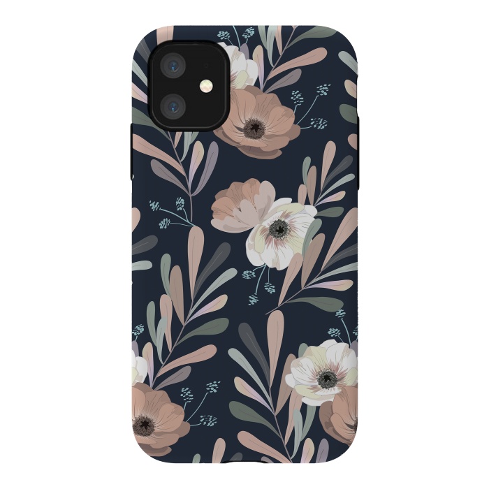 iPhone 11 StrongFit Olives and anemones - blue by Anis Illustration