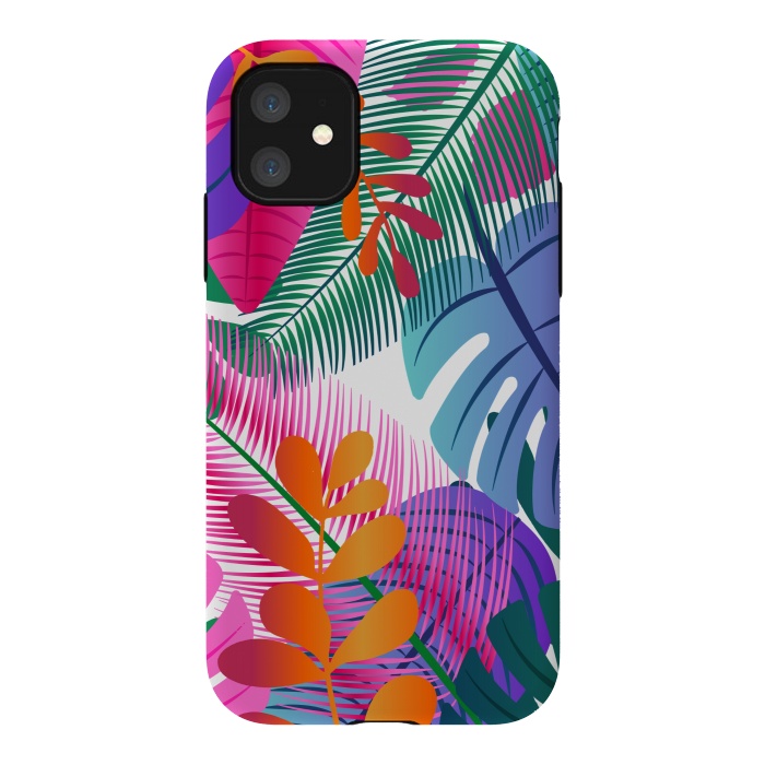 iPhone 11 StrongFit tropical leaves pattern by MALLIKA
