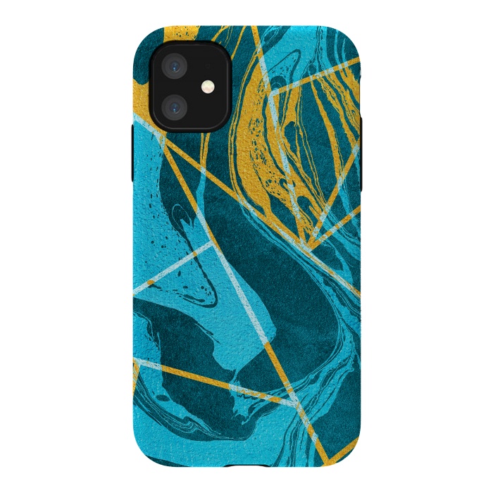 iPhone 11 StrongFit Geometric Marble Waves by Art Design Works