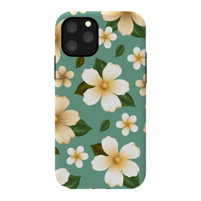 iPhone 11 Pro StrongFit WHITE FLORAL BEAUTIES by MALLIKA