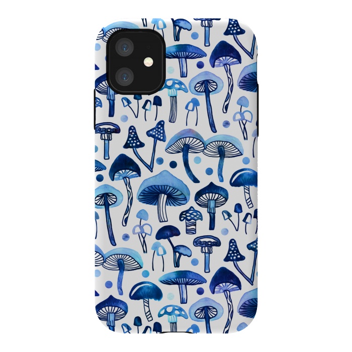 iPhone 11 StrongFit Blue Mushrooms by Tigatiga