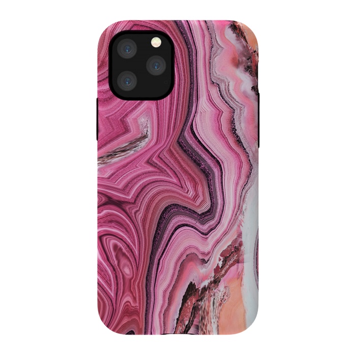 iPhone 11 Pro StrongFit Candy pink marble waves by Oana 