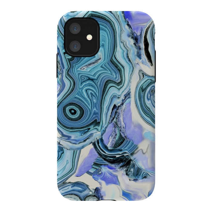 iPhone 11 StrongFit Blue purple liquid marble by Oana 