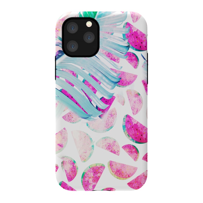 iPhone 11 Pro StrongFit Grungy watermelon and bana leaf pattern by Oana 