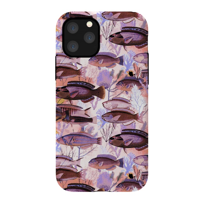 iPhone 11 Pro StrongFit Colorful coral reef and fish botanical pattern by Oana 