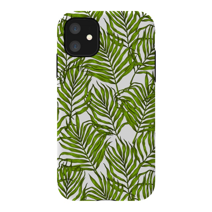 iPhone 11 StrongFit Palm leaves on white by Katerina Kirilova