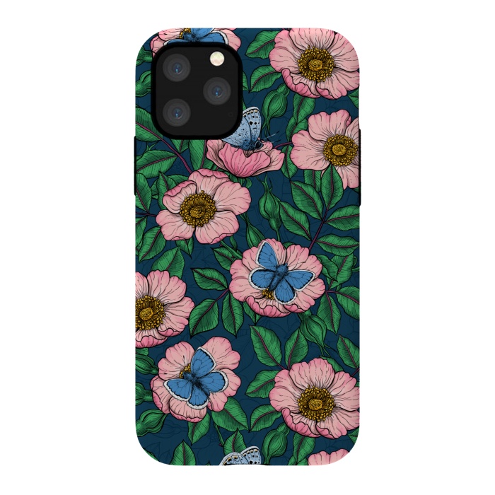 iPhone 11 Pro StrongFit Dog rose and butterflies by Katerina Kirilova
