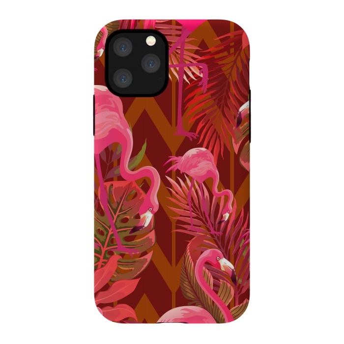 iPhone 11 Pro StrongFit Pink Flamingos On The Beach by ArtsCase