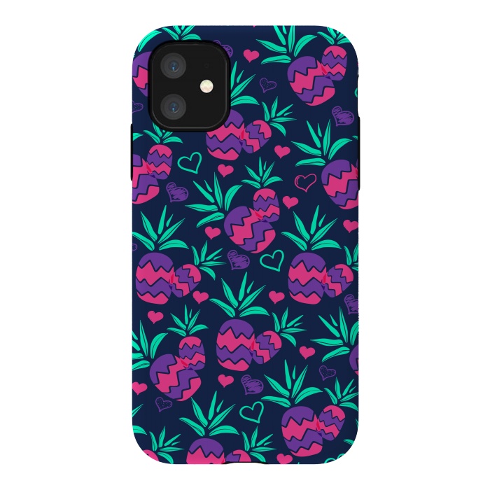 iPhone 11 StrongFit Pineapples In Neon by ArtsCase
