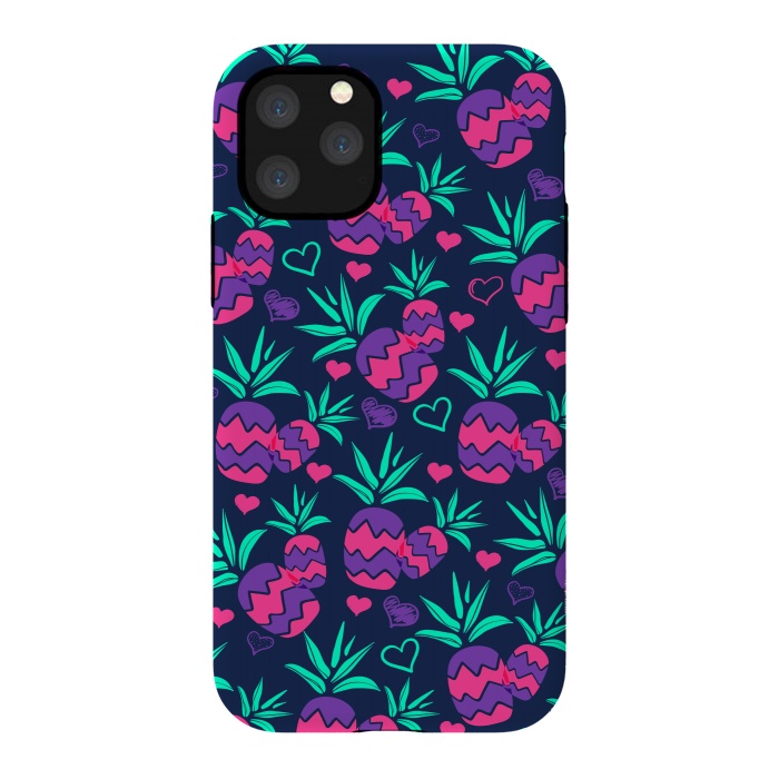 iPhone 11 Pro StrongFit Pineapples In Neon by ArtsCase