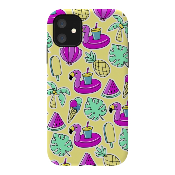 iPhone 11 StrongFit Summer And Flamingos In Color by ArtsCase