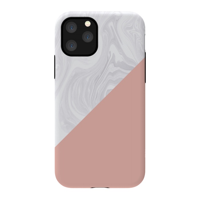 iPhone 11 Pro StrongFit Rose Gold and White Marble Texture by Julie Erin Designs