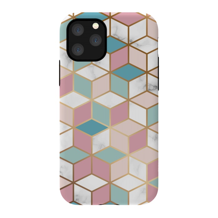 iPhone 11 Pro StrongFit Crystals In Blue And Pink Marble by ArtsCase