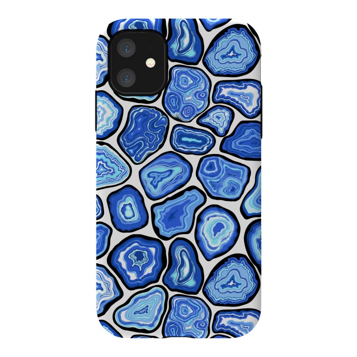 iPhone 11 StrongFit Blue agate slices by Katerina Kirilova