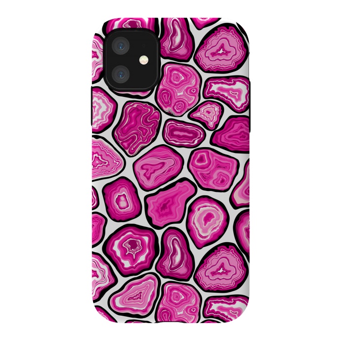 iPhone 11 StrongFit Pink agate slices by Katerina Kirilova