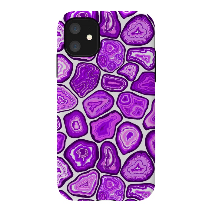 iPhone 11 StrongFit Purple agate slices by Katerina Kirilova