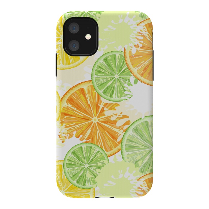 iPhone 11 StrongFit Citrus Watercolors Fresh Summer Pattern by BluedarkArt