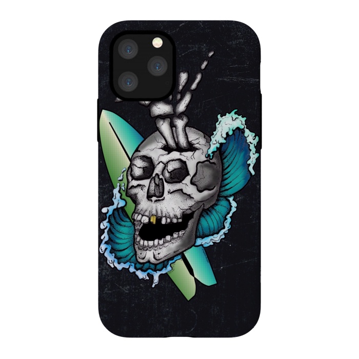 iPhone 11 Pro StrongFit Surfs Up Skull by Gringoface Designs