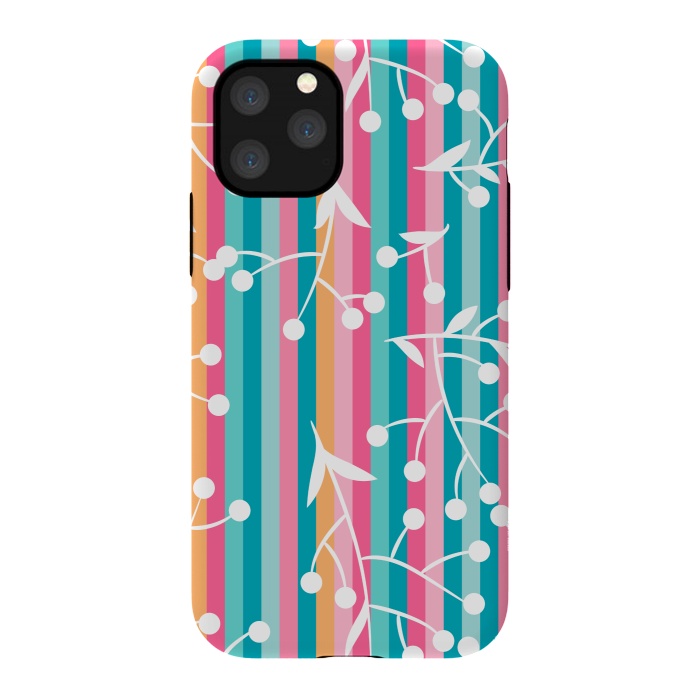 iPhone 11 Pro StrongFit STRIPES WHITE FLORAL PATTERN by MALLIKA