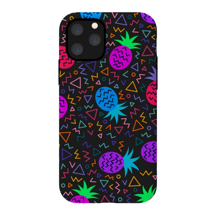 iPhone 11 Pro StrongFit pineapples in neon for summer by ArtsCase