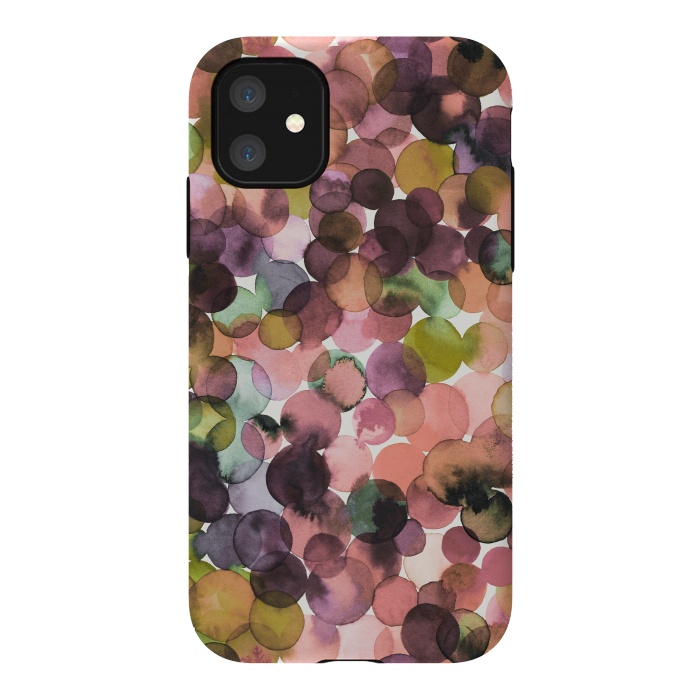 iPhone 11 StrongFit Overlapped Watercolor Pale Dots by Ninola Design