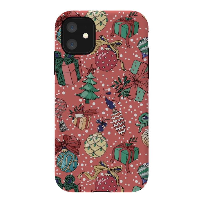 iPhone 11 StrongFit Snow Falls And Presents At Christmas by ArtsCase