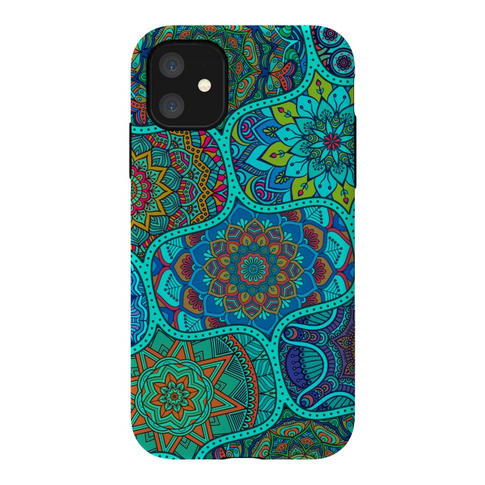 iPhone 11 StrongFit Modern Mandalas In Blue And Green by ArtsCase