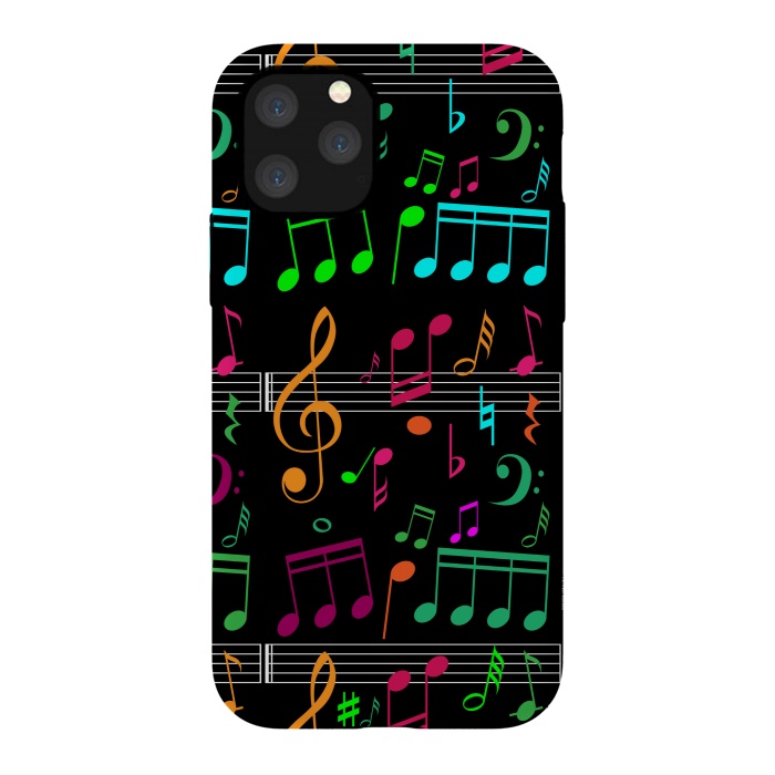 iPhone 11 Pro StrongFit BLACK MUSICAL PATTERN  2 by MALLIKA