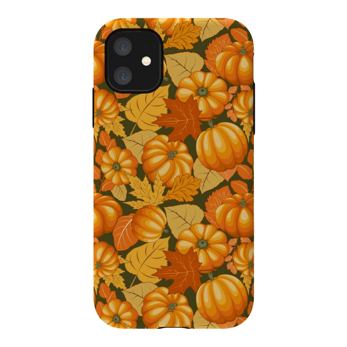 iPhone 11 StrongFit Pumpkins and Autumn Leaves Party by BluedarkArt