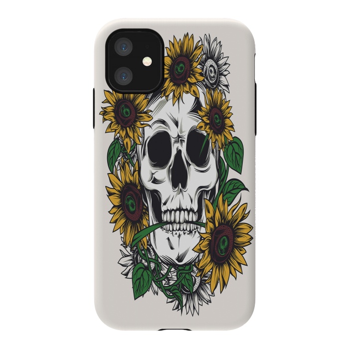 iPhone 11 StrongFit Skull Sunflower by Joanna Vog