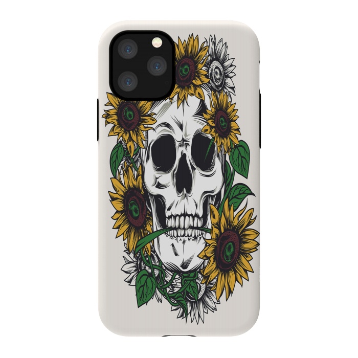 iPhone 11 Pro StrongFit Skull Sunflower by Joanna Vog
