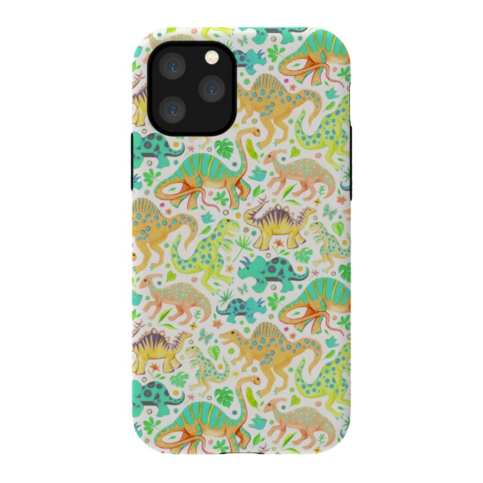iPhone 11 Pro StrongFit Happy Dinos in Citrus Colors by Micklyn Le Feuvre