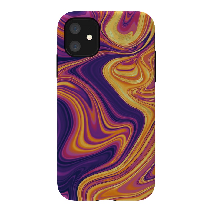 iPhone 11 StrongFit Fluid marbling with Swirls by ArtsCase