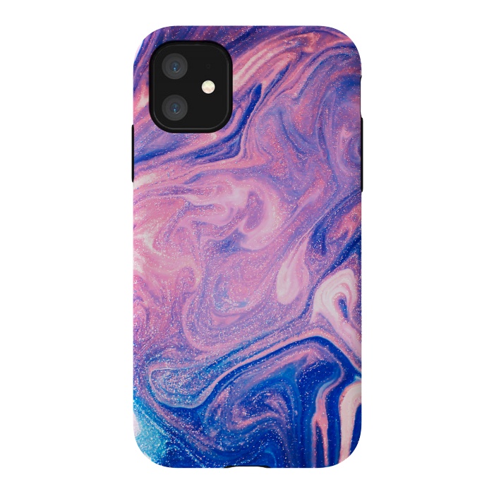 iPhone 11 StrongFit Pink and Blue Marbling art by ArtsCase