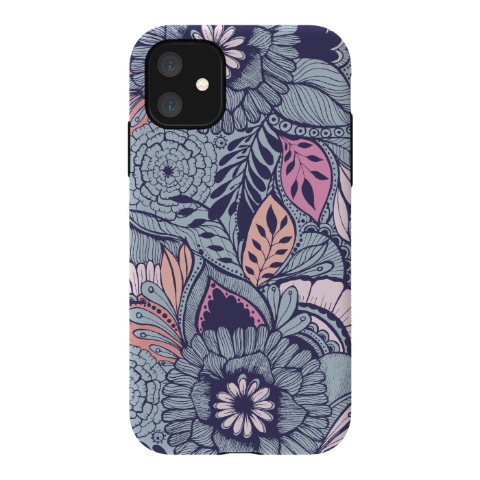 iPhone 11 StrongFit Blue Floral by Rose Halsey