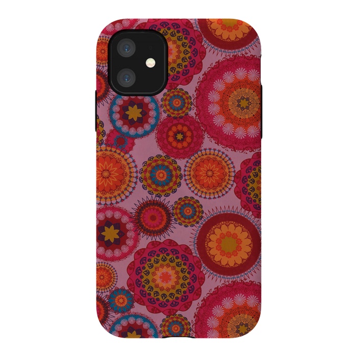 iPhone 11 StrongFit scattered mosaics in magenta by ArtsCase