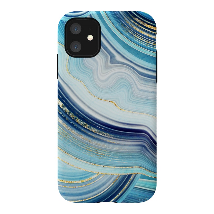 iPhone 11 StrongFit Marble Design with gold veins, painted artificial marbled by ArtsCase