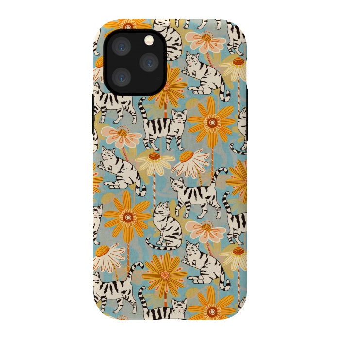 iPhone 11 Pro StrongFit Daisy Cats - Baby Blue  by Tigatiga