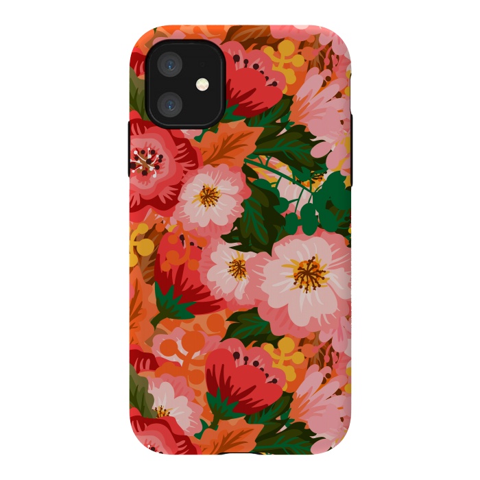 iPhone 11 StrongFit Bouquet of flowers in pom poms and dahlias by ArtsCase