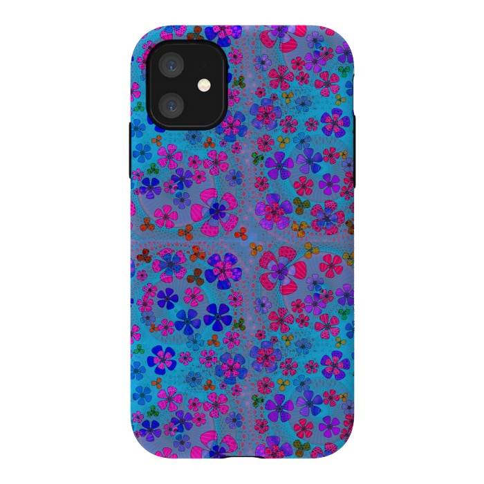 iPhone 11 StrongFit psychedelic flowers in summer by ArtsCase