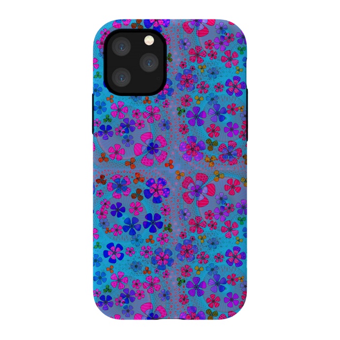 iPhone 11 Pro StrongFit psychedelic flowers in summer by ArtsCase