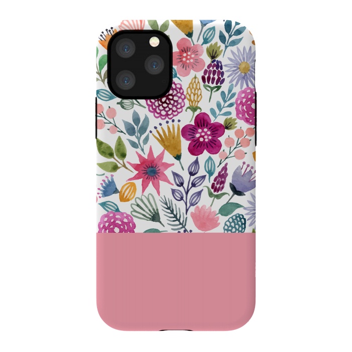 iPhone 11 Pro StrongFit watercolor flowers for summer by ArtsCase