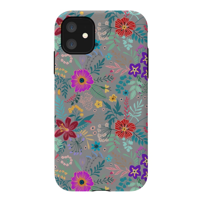 iPhone 11 StrongFit flower patterns on gray background by ArtsCase