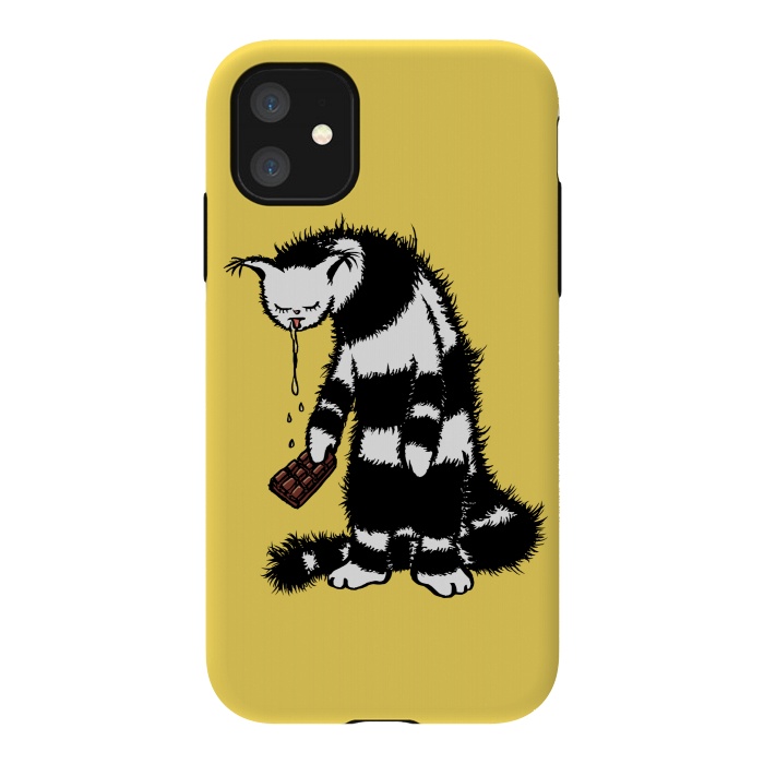 iPhone 11 StrongFit Weird Cat Creature Funny Chocolate Lover  by Boriana Giormova