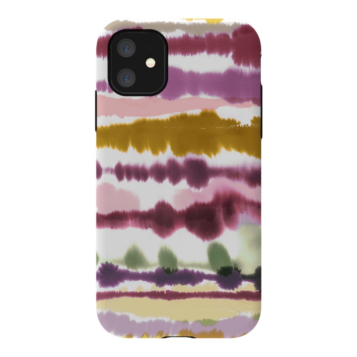 iPhone 11 StrongFit Soft Watercolor Lines Gold by Ninola Design