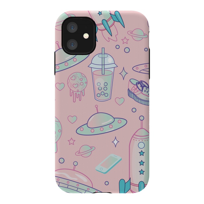 iPhone 11 StrongFit Galaxy space babe pastel goth kawaii pattern by Luna Elizabeth Art