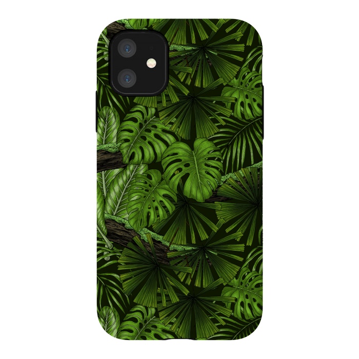 iPhone 11 StrongFit Jungle leaves by Katerina Kirilova