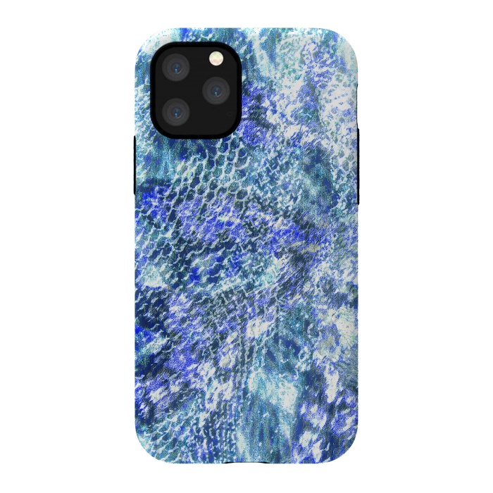 iPhone 11 Pro StrongFit Blue watercolor snake skin pattern by Oana 