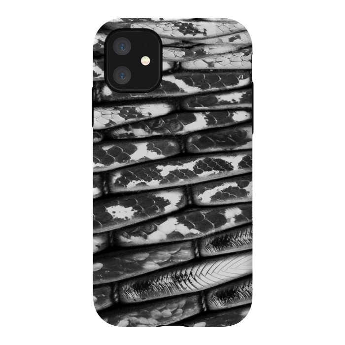 iPhone 11 StrongFit Black and white snake skin pattern by Oana 