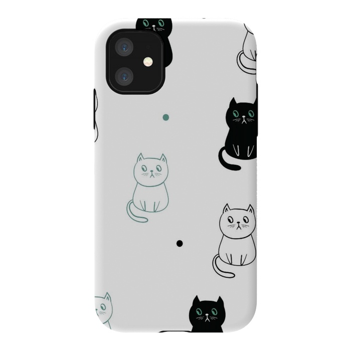 iPhone 11 StrongFit minimal cats by haroulita